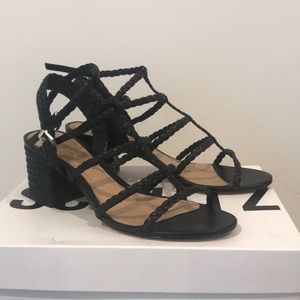 Black Braided Strappy Schutz Sandals - 8